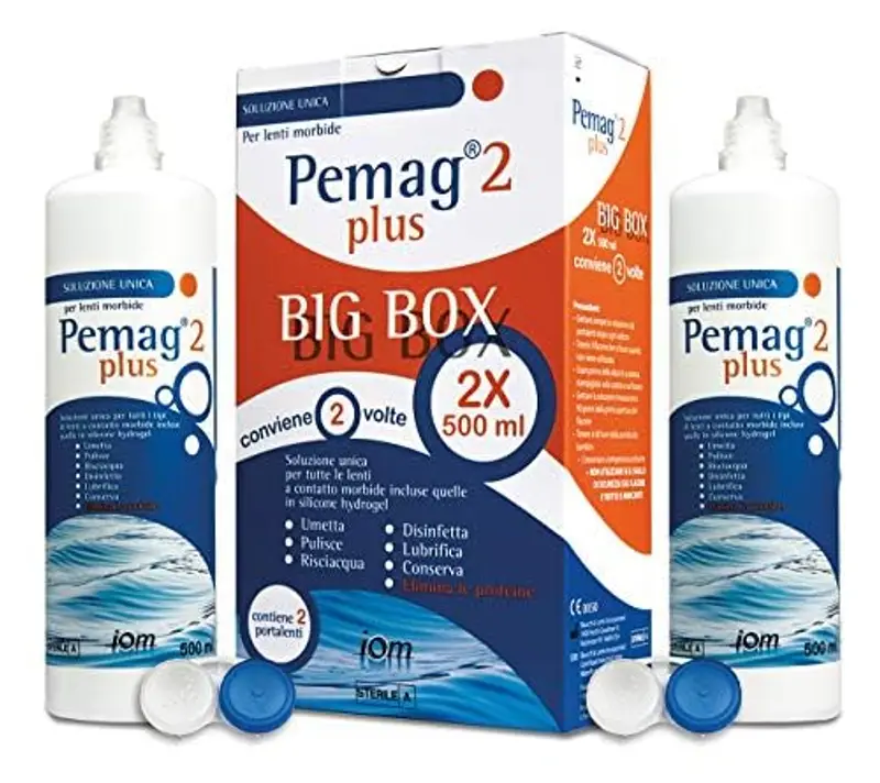 Pemag 2 Plus Soluzione Unica per Lenti a Contatto Big Box - 2X500ml