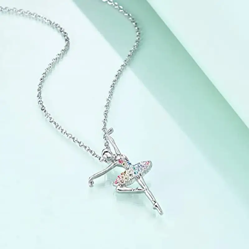 Pendente Collana con ciondolo a forma di ballerina, per bambine, ragazze, ideale come regalo per la Prima Comunione miniatura 3