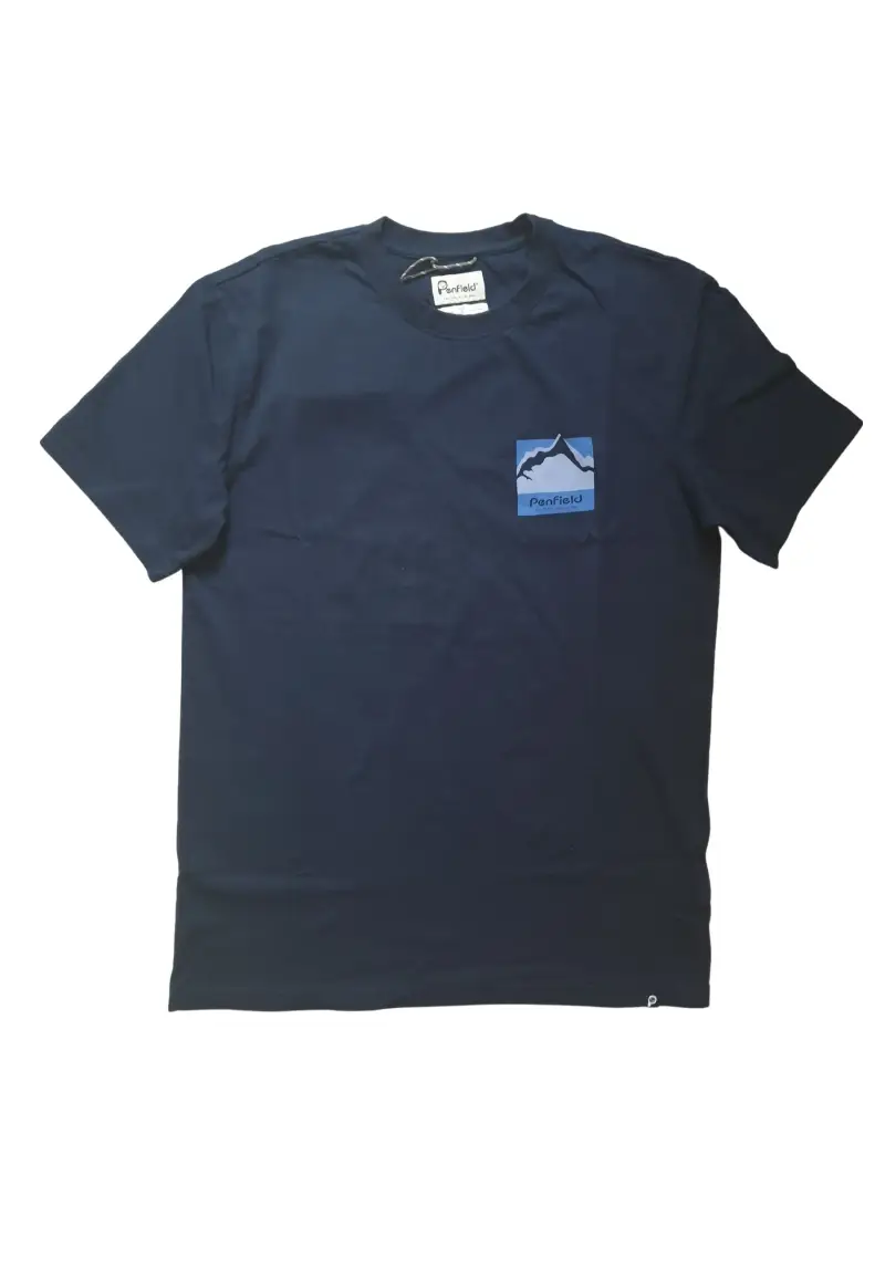 T-shirt Mountain Scen Back Graphic - S / Blu