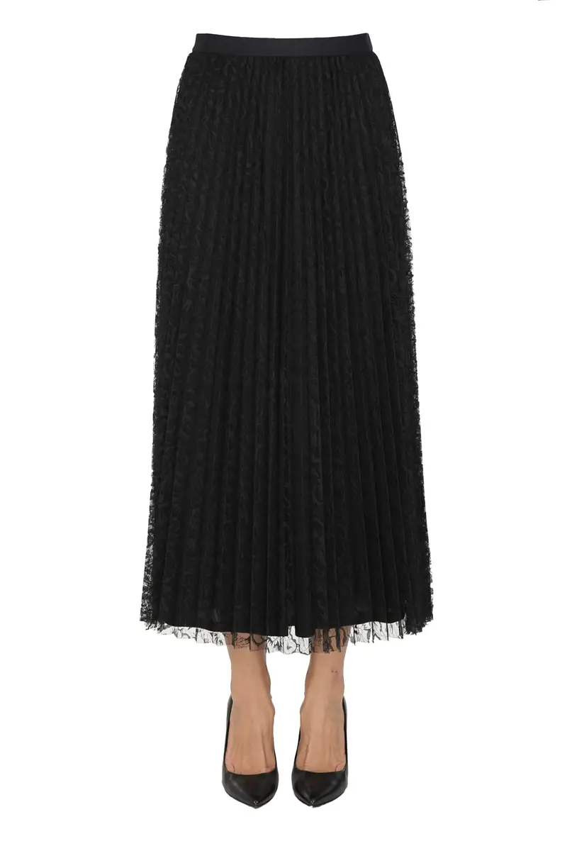 Gonna plissettata in pizzo Nero