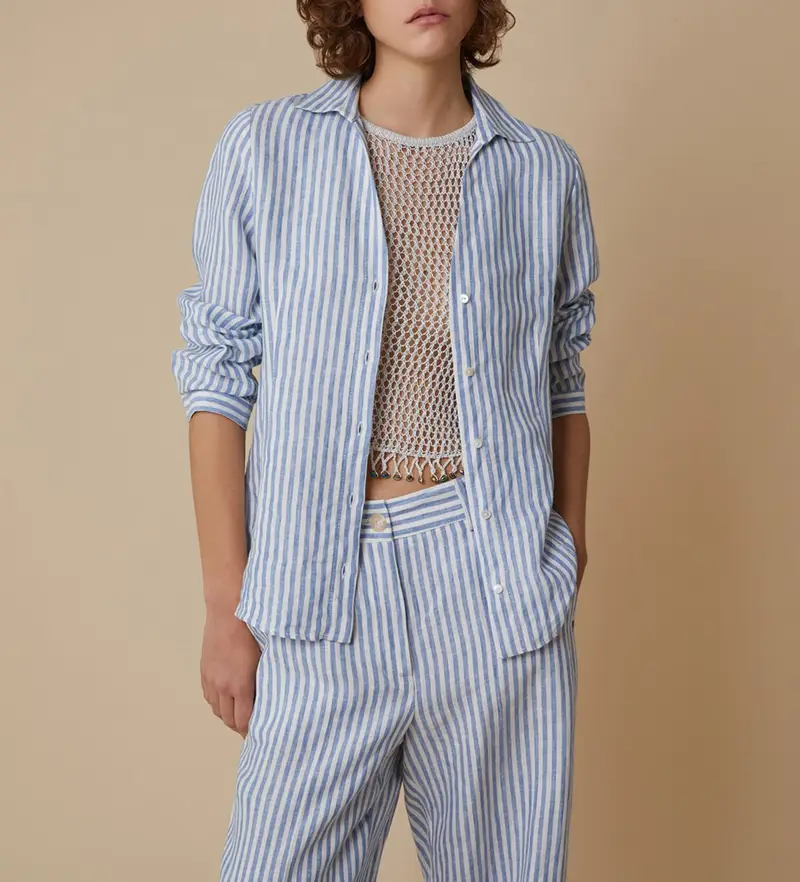 per donna 2511111263200 Maglia blu Sfera (M), Casual, Lino, Manica lunga