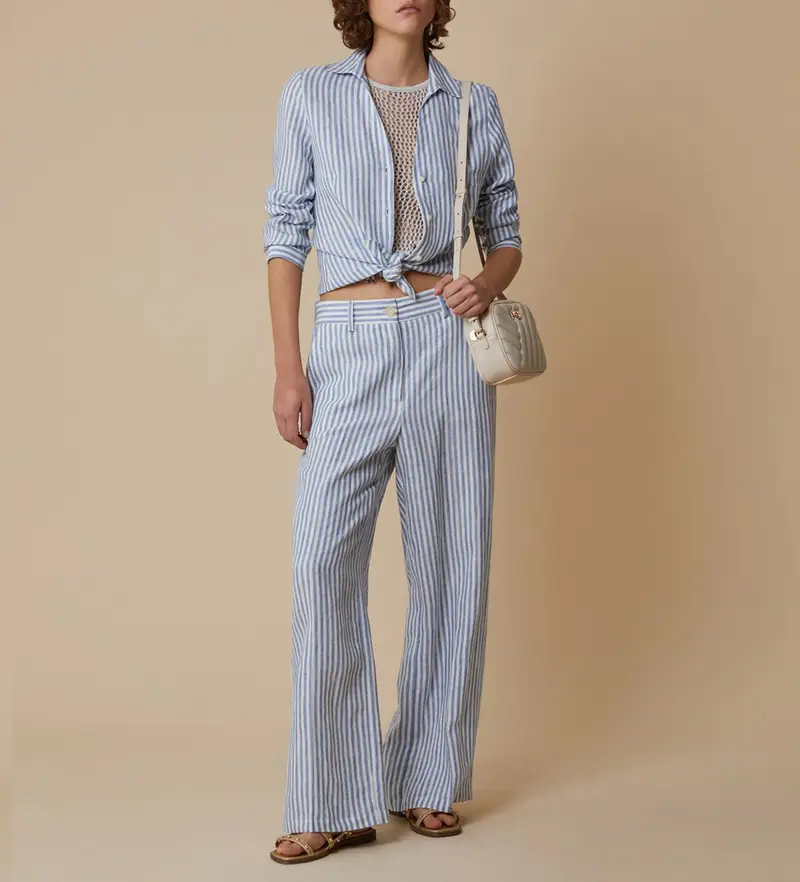 per donna 2511131233200 Pantaloni blu Zuara (M), Casual, Lino