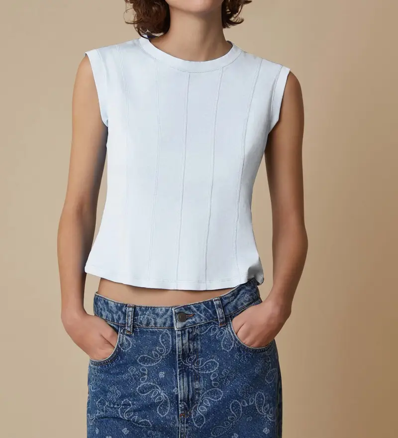 per donna 2511971063200 Maglietta bianca Sponda (S), Casual, Cotone, Senza maniche / cinghie