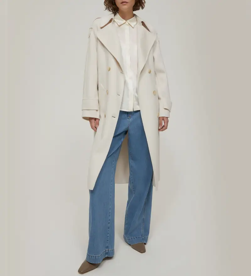 per donna 2521016053270 Cappotto Zen Beige (40), Casual, Lana Bianco