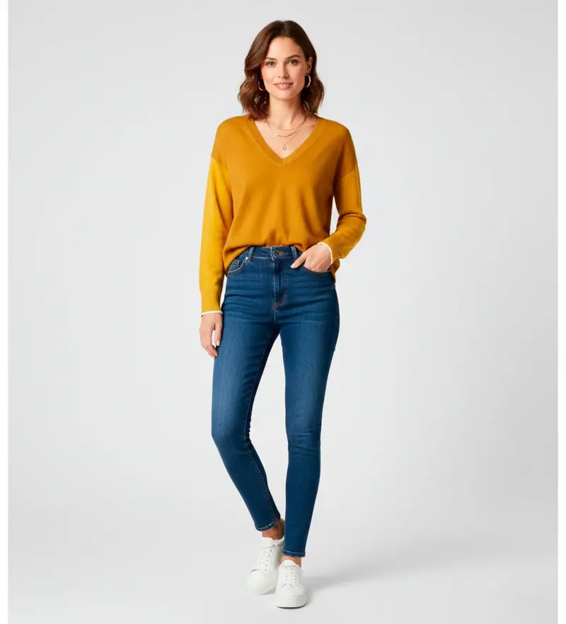 per donna 2521366223270 Danza della maglia gialla (S), Casual, Lana, Senape