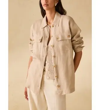 per donna 2611111283200 sopracamicia in lino beige Pbbfico (42), Casual
