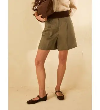 per donna 2611141023200 Pantaloncini di lino verdi Pbbaddobbo (40), Casual, Verde