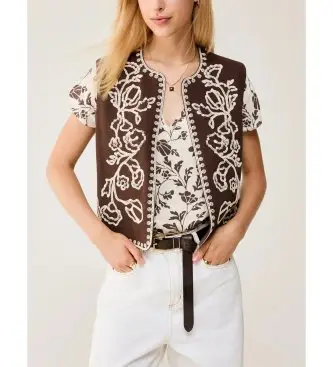 per donna 2611151013200 Gilet marrone Pbbapogeo (40), Casual, Cotone