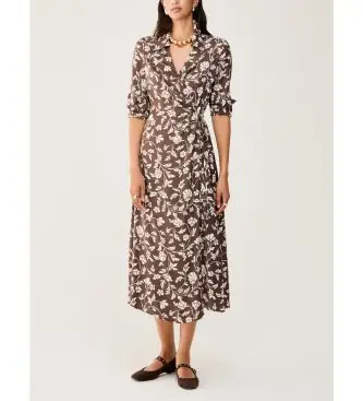 per donna 2611221233200 Abito bianco cioccolato (42), Marrone, Casual, Viscosa, Manica lunga