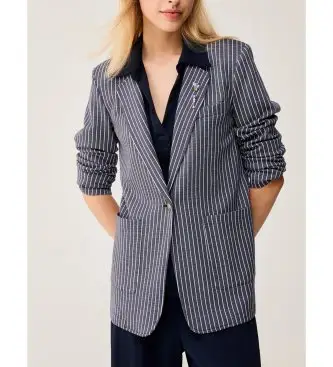 per donna 2611911126200 Blazer a righe blu Pbjwest (42), Casual, Viscosa