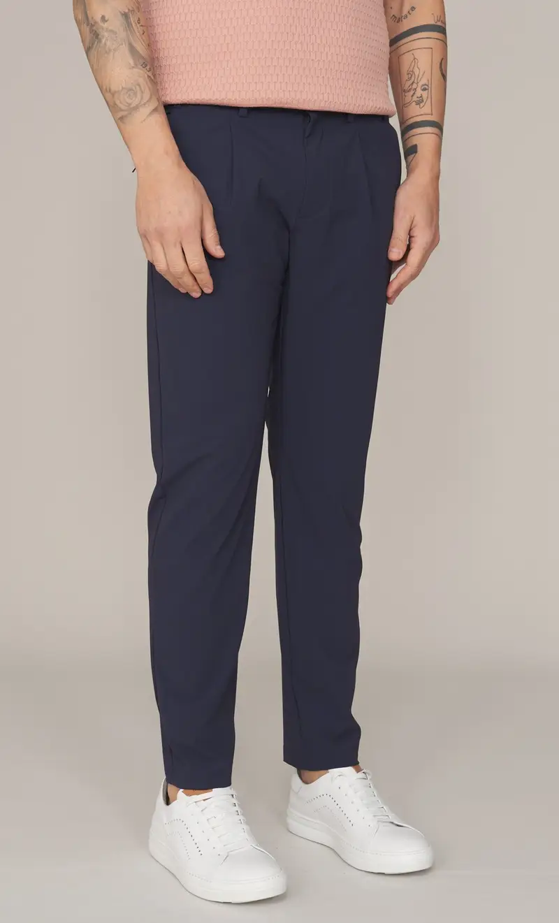 Pantalone tecnico people of shibuya con pinces - kobra, colore blu