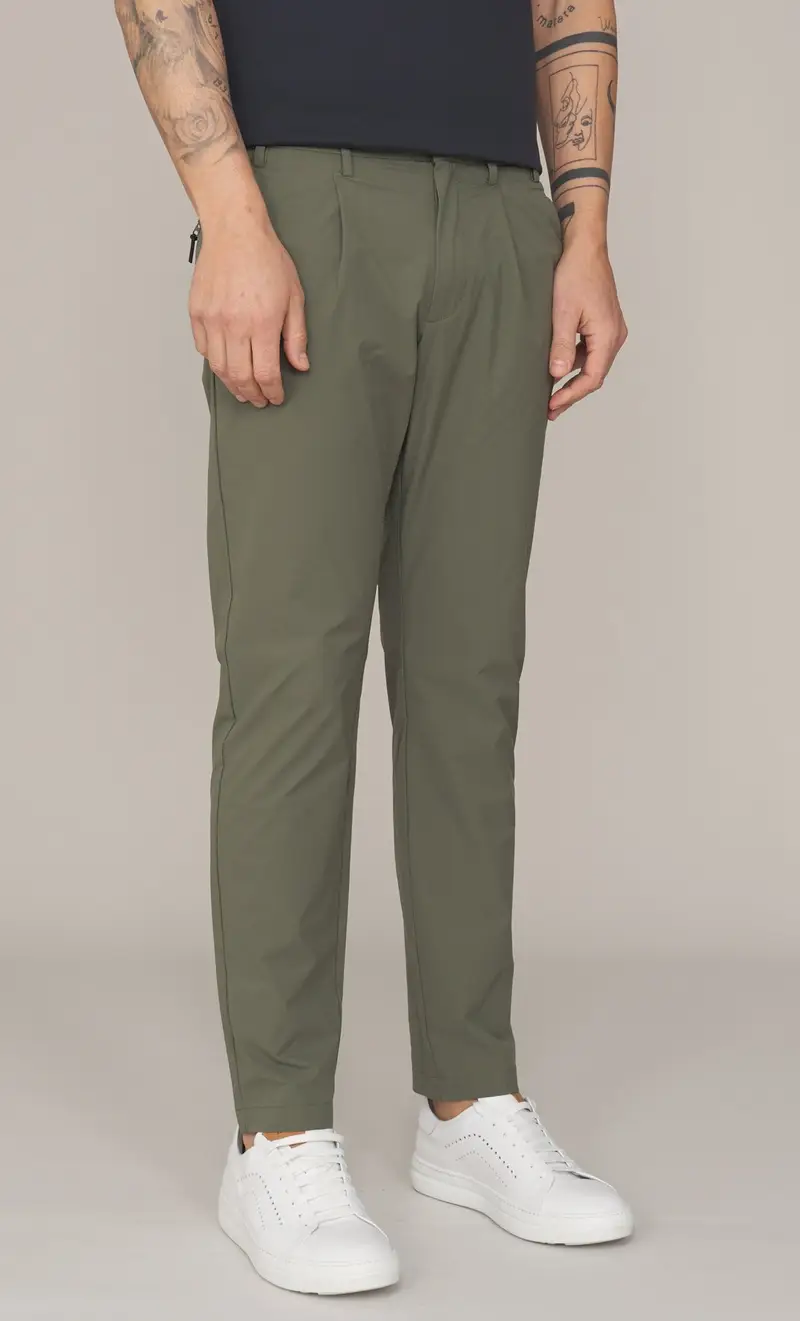 Pantalone tecnico people of shibuya liscio con pinces - kobra, colore verde