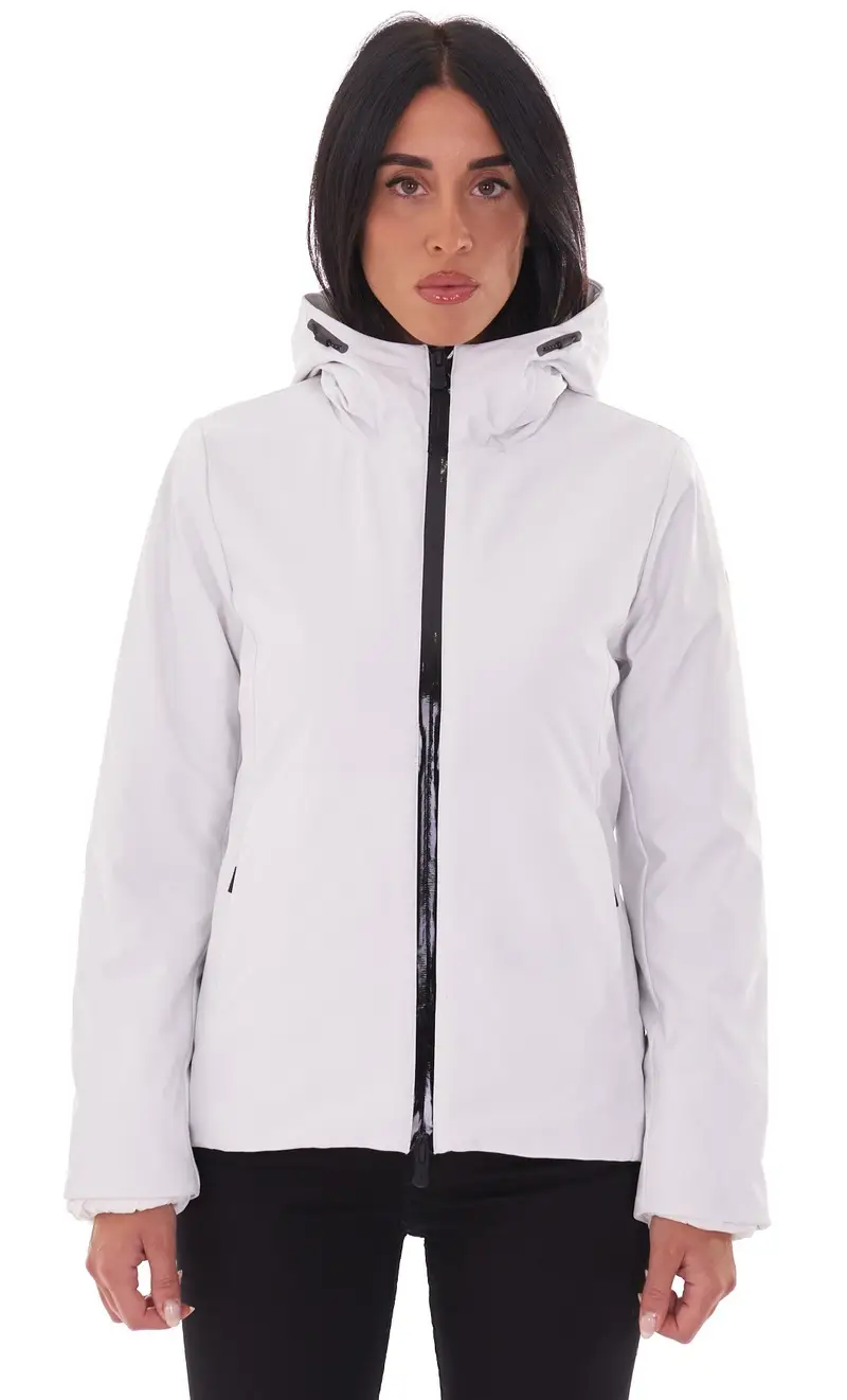 Piumino corto people of shibuya liscio con cappuccio yari, colore bianco