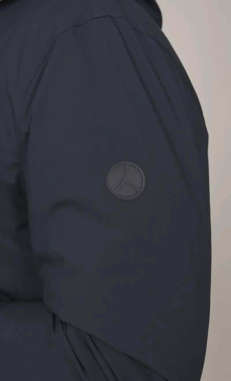 Piumino lungo people of shibuya con cappuccio takuya, colore blu miniatura 2