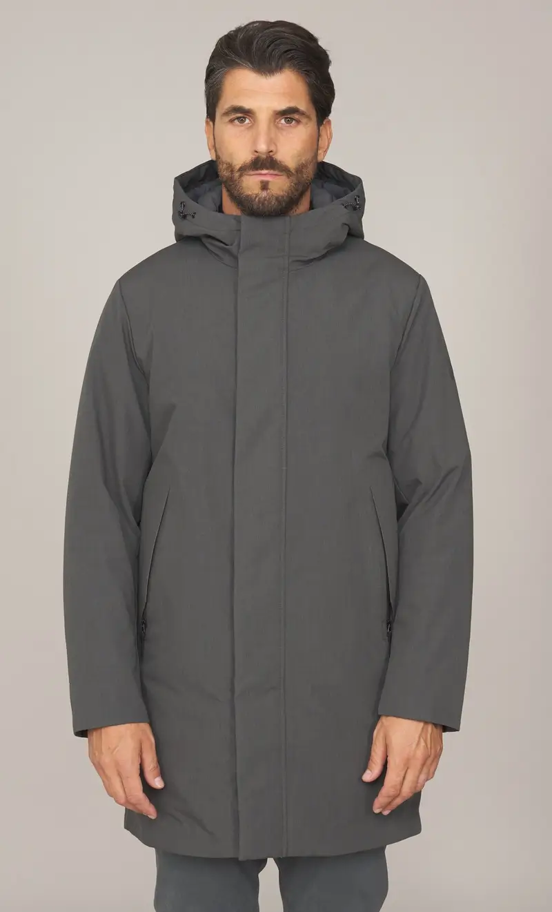 Piumino lungo people of shibuya con cappuccio - tedori, colore grigio