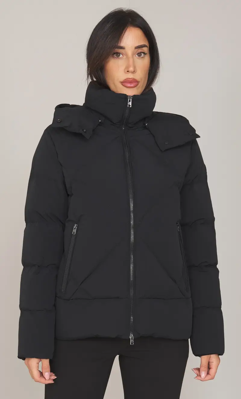 Piumino svasato people of shibuya con cappuccio staccabile bianco - aroe, colore nero