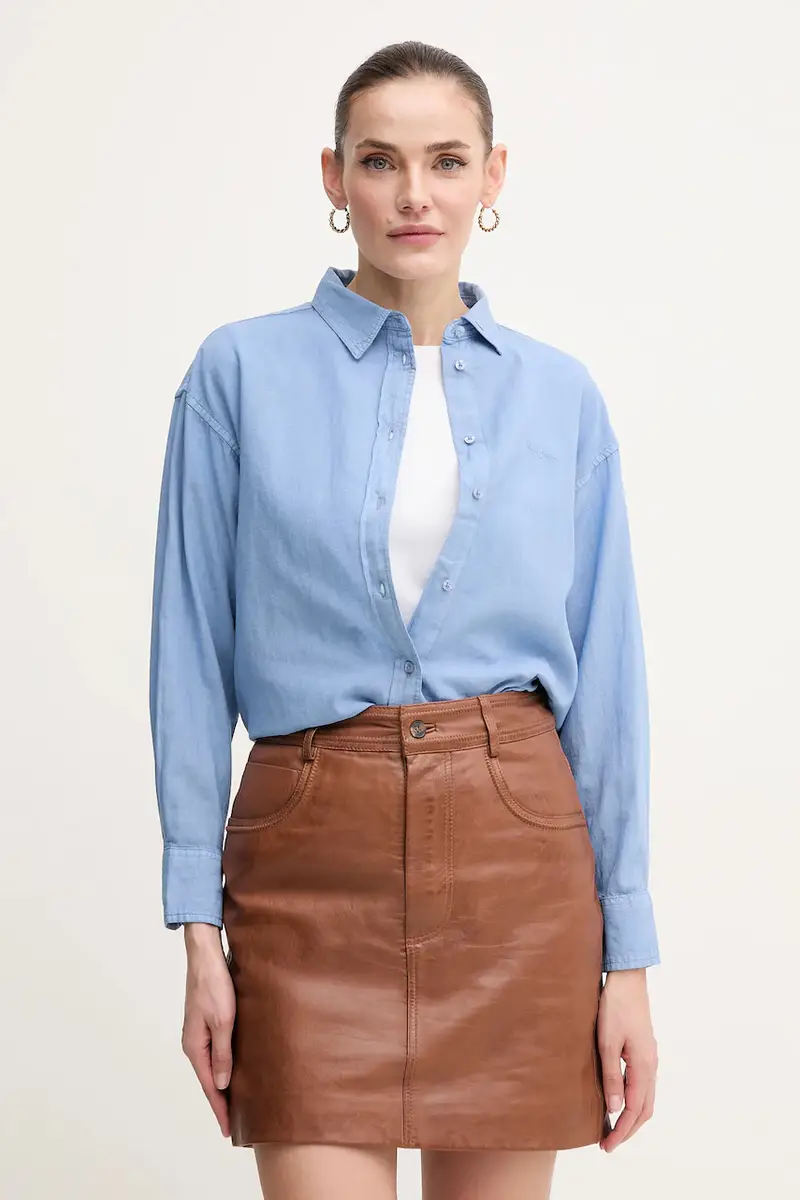 camicia di lino CHIPPER donna colore blu PL304993