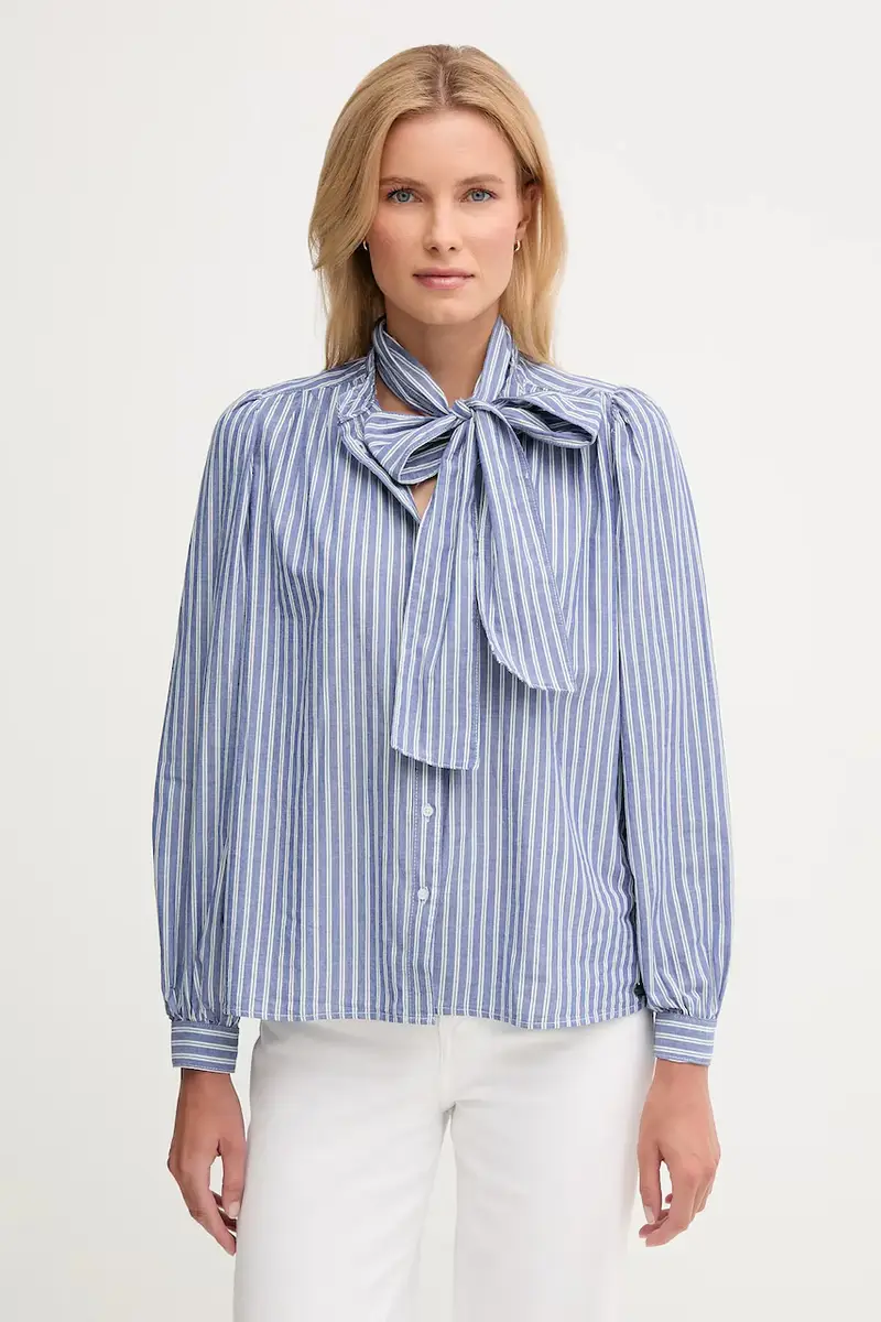 camicia in cotone donna colore blu PL3051268