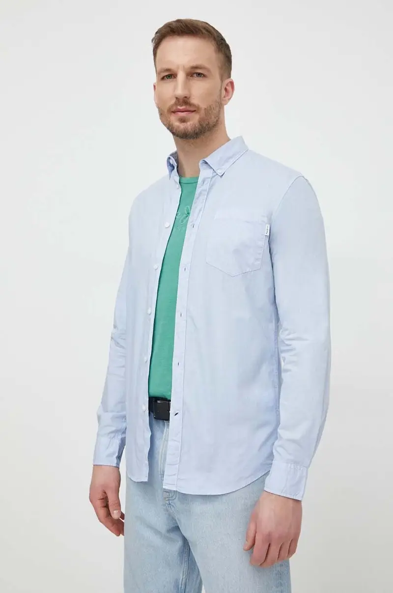 camicia in cotone Prince uomo colore blu