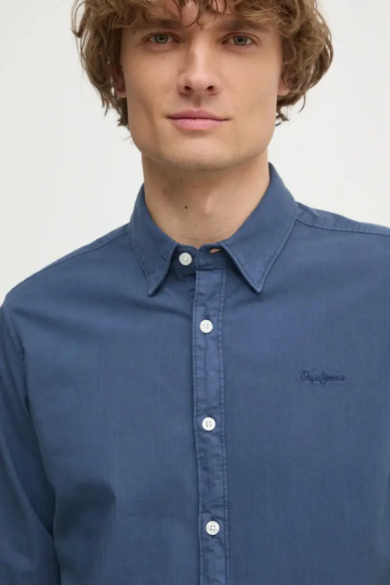 camicia in cotone uomo colore blu navy miniatura 5