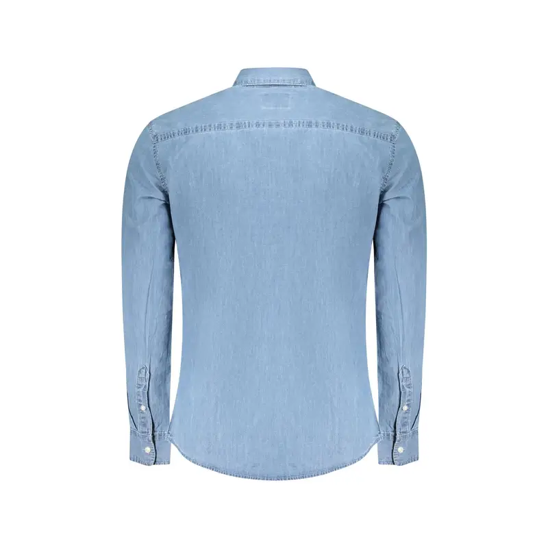 Camicia Maniche Lunghe Uomo Azzurra Ricamo Azzurro miniatura 2