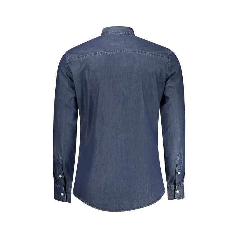Camicia Maniche Lunghe Uomo Blu Ricamo miniatura 2
