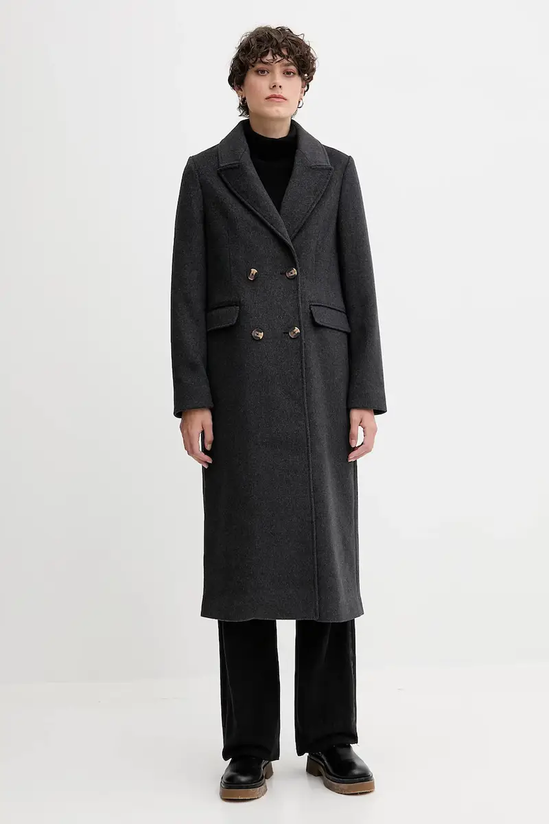 cappotto con lana colore grigio PL4024361