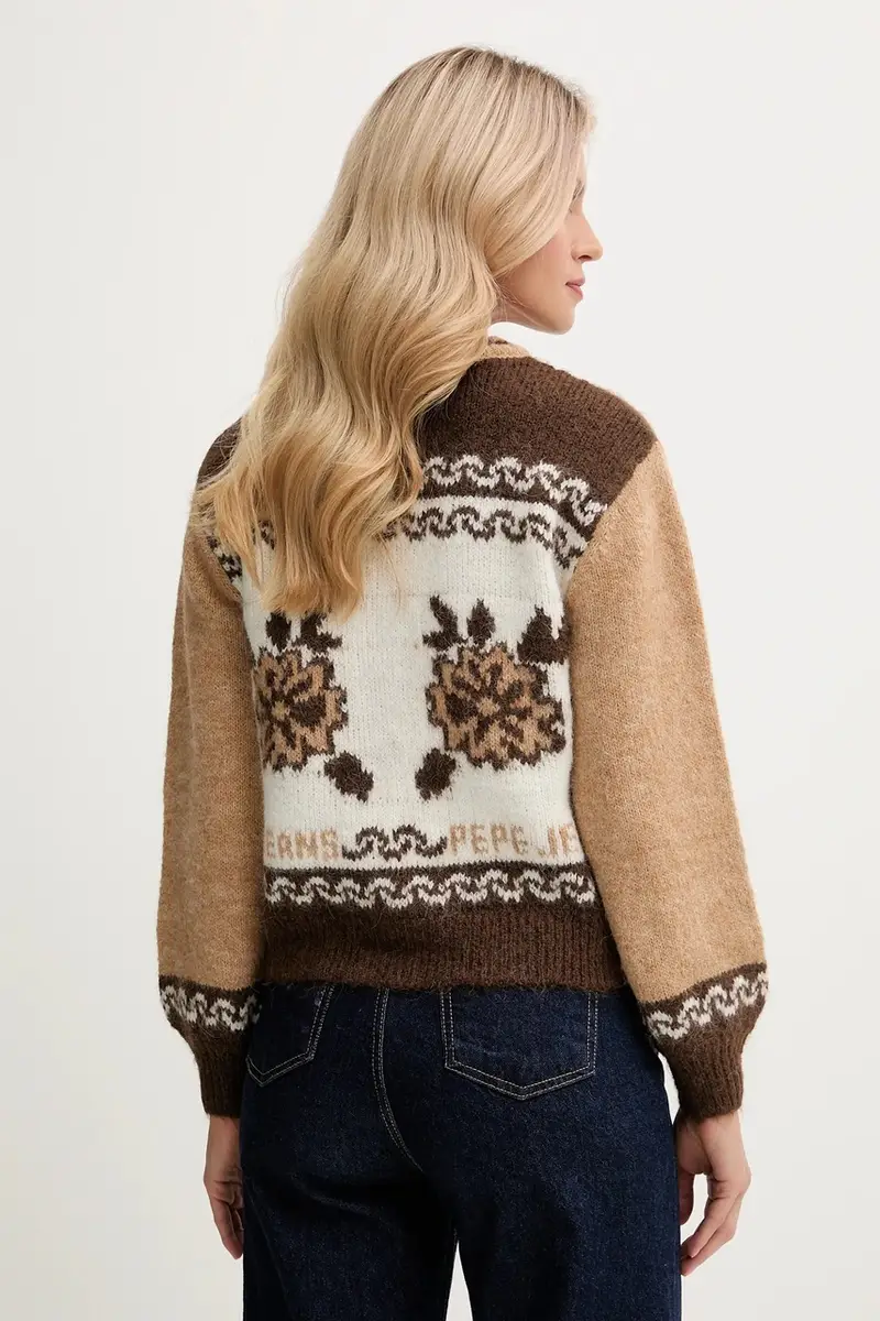 cardigan con lana colore marrone PL7000040 miniatura 3