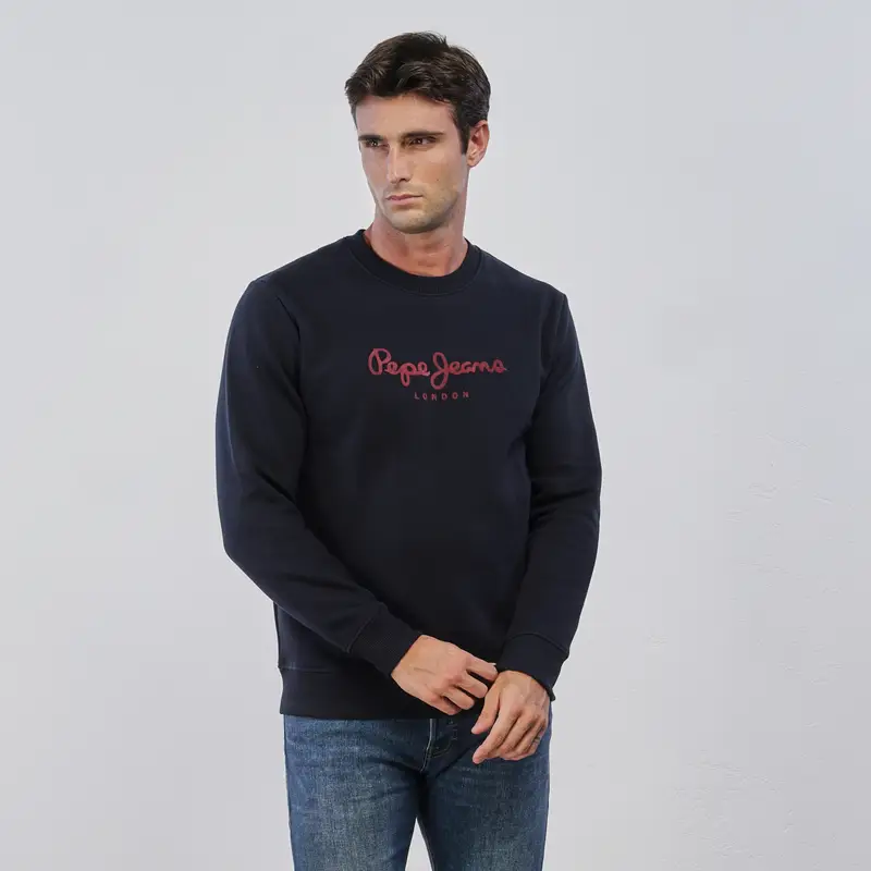 Felpa blu da uomo con scritta logo