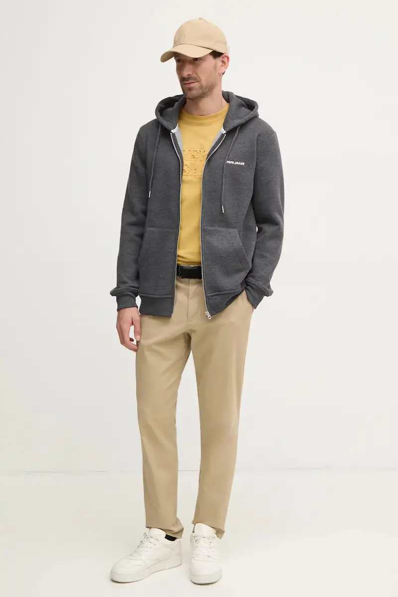 felpa DAMIAN ZIP uomo colore grigio con cappuccio PM582752 miniatura 2