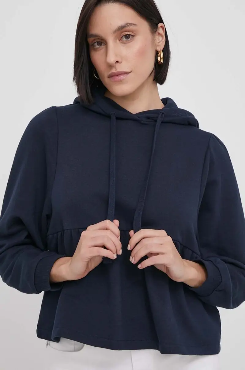 felpa donna colore blu navy con cappuccio