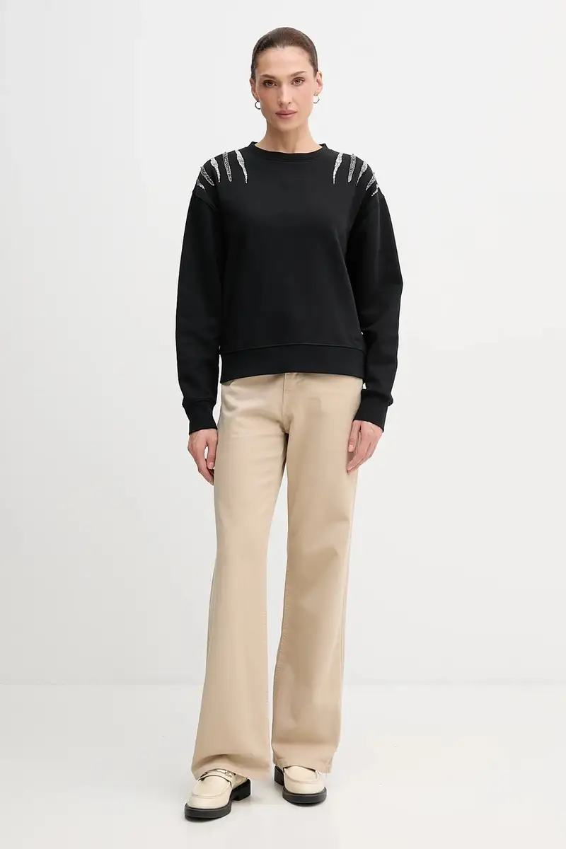 felpa donna colore nero con applicazione PL5800024 miniatura 2