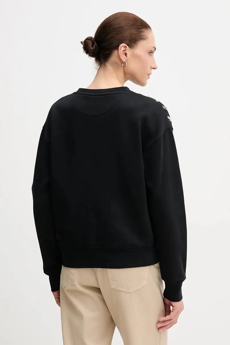 felpa donna colore nero con applicazione PL5800024 miniatura 3