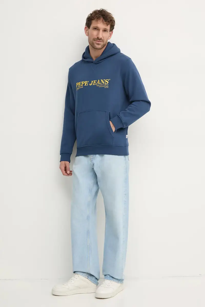 felpa DYLAN HOODIE uomo colore blu navy con cappuccio con applicazione PM582755 miniatura 2