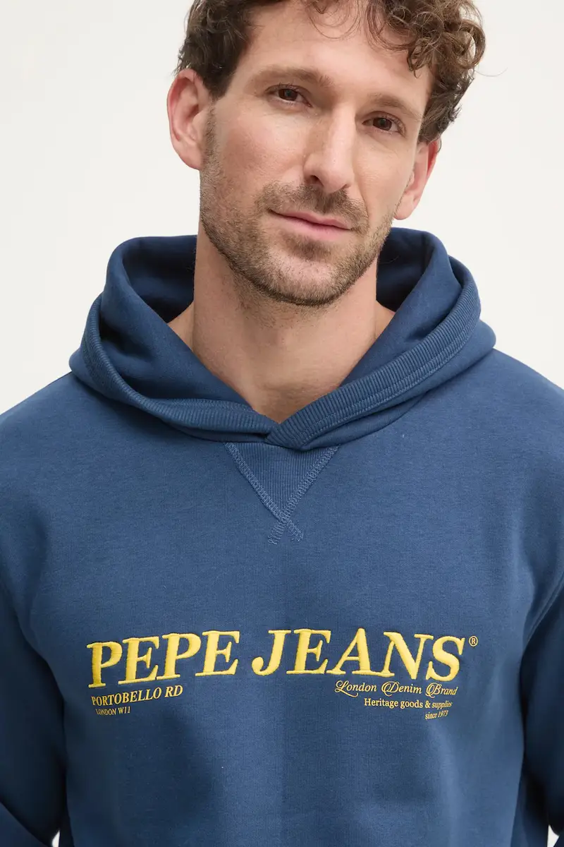 felpa DYLAN HOODIE uomo colore blu navy con cappuccio con applicazione PM582755 miniatura 4