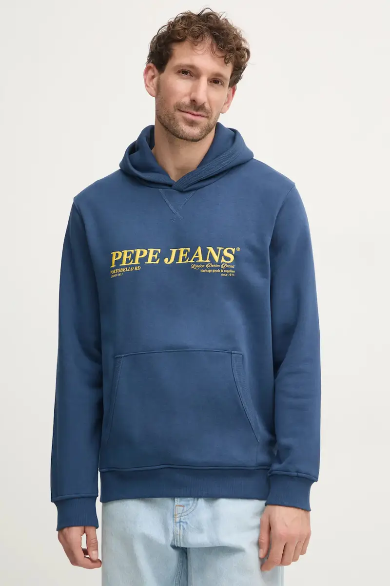 felpa DYLAN HOODIE uomo colore blu navy con cappuccio con applicazione PM582755