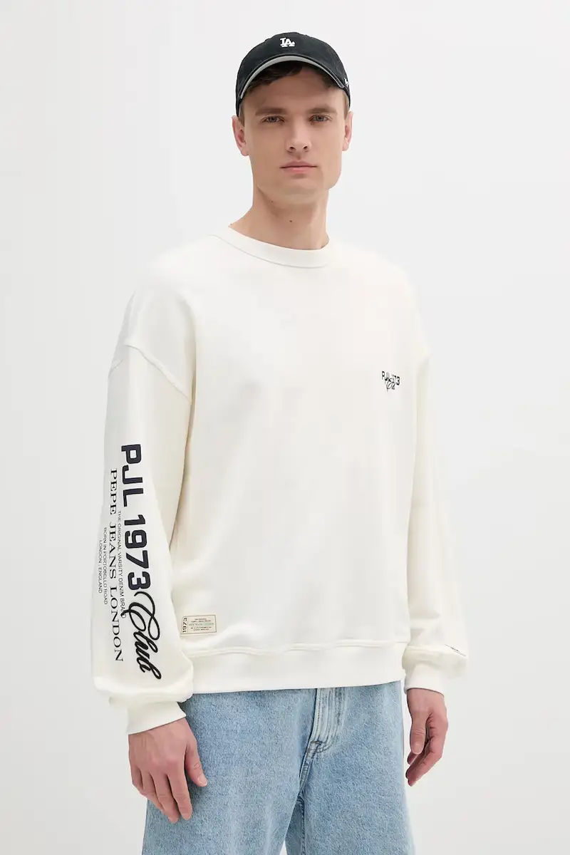 felpa in cotone COLVILLE CREW colore beige con applicazione PM582841