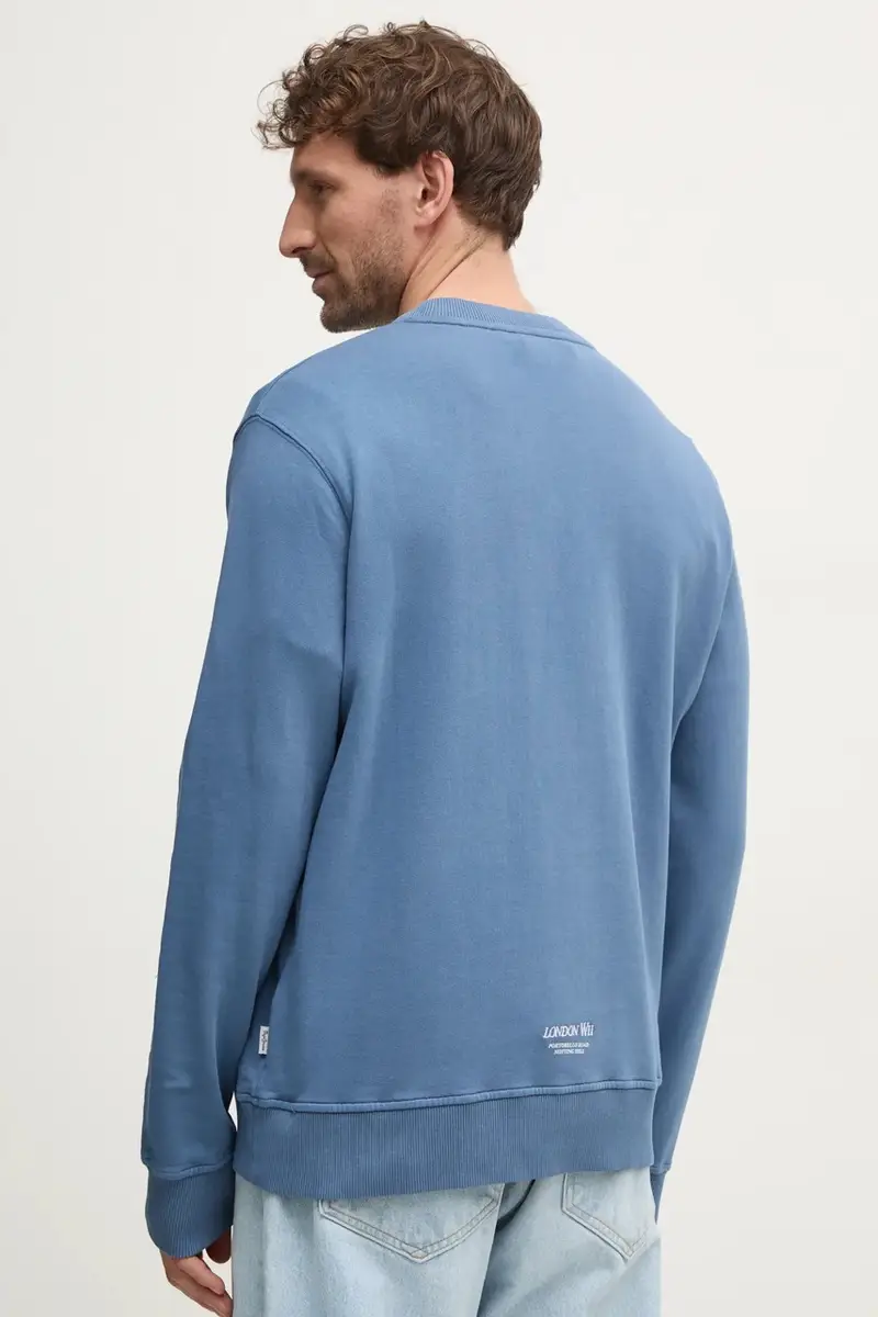 felpa in cotone DARIUS CREW uomo colore blu con applicazione PM582760 miniatura 3