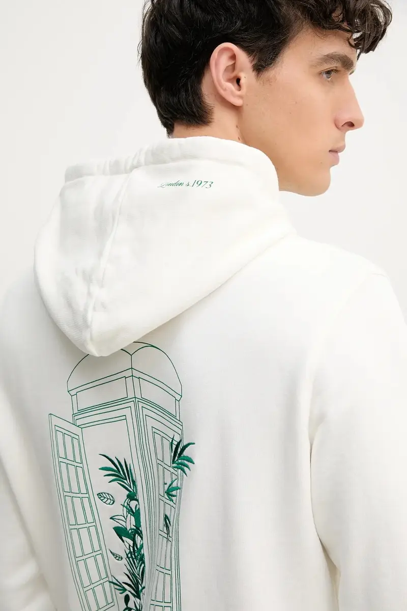 felpa in cotone DOMINIC HOODIE uomo colore bianco con cappuccio PM582830 miniatura 4