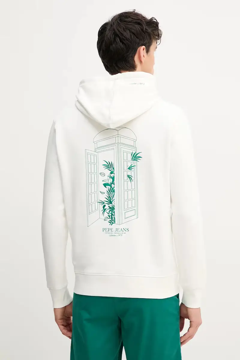 felpa in cotone DOMINIC HOODIE uomo colore bianco con cappuccio PM582830