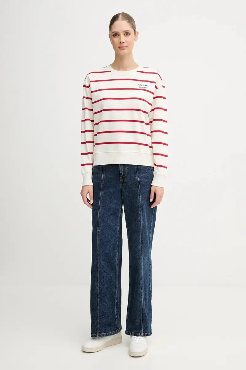 felpa in cotone donna colore beige PL5800020 miniatura 2