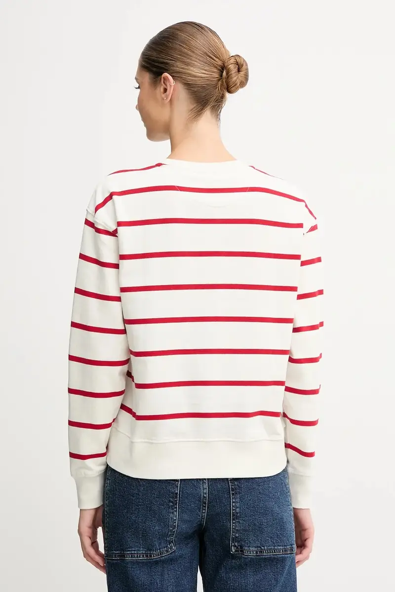 felpa in cotone donna colore beige PL5800020 miniatura 3