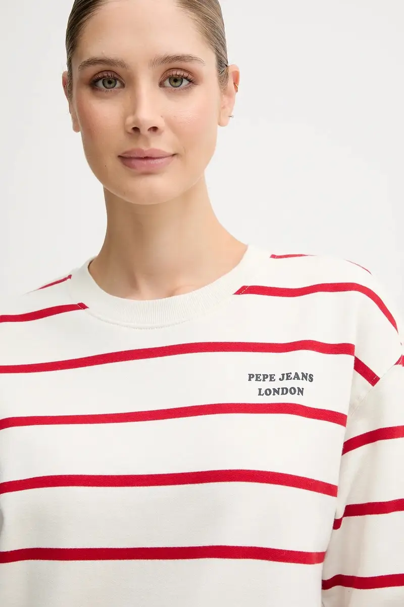 felpa in cotone donna colore beige PL5800020 miniatura 4