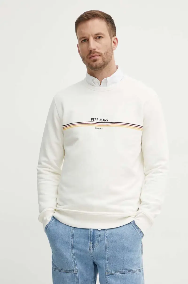 felpa in cotone SANDER uomo colore beige PM582693