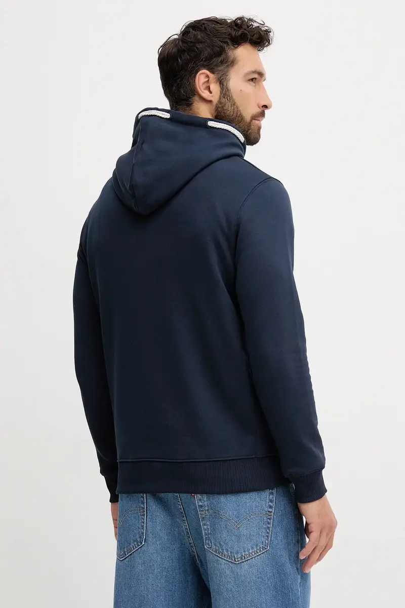 felpa in cotone uomo colore blu navy con cappuccio con applicazione PM5800042 miniatura 3