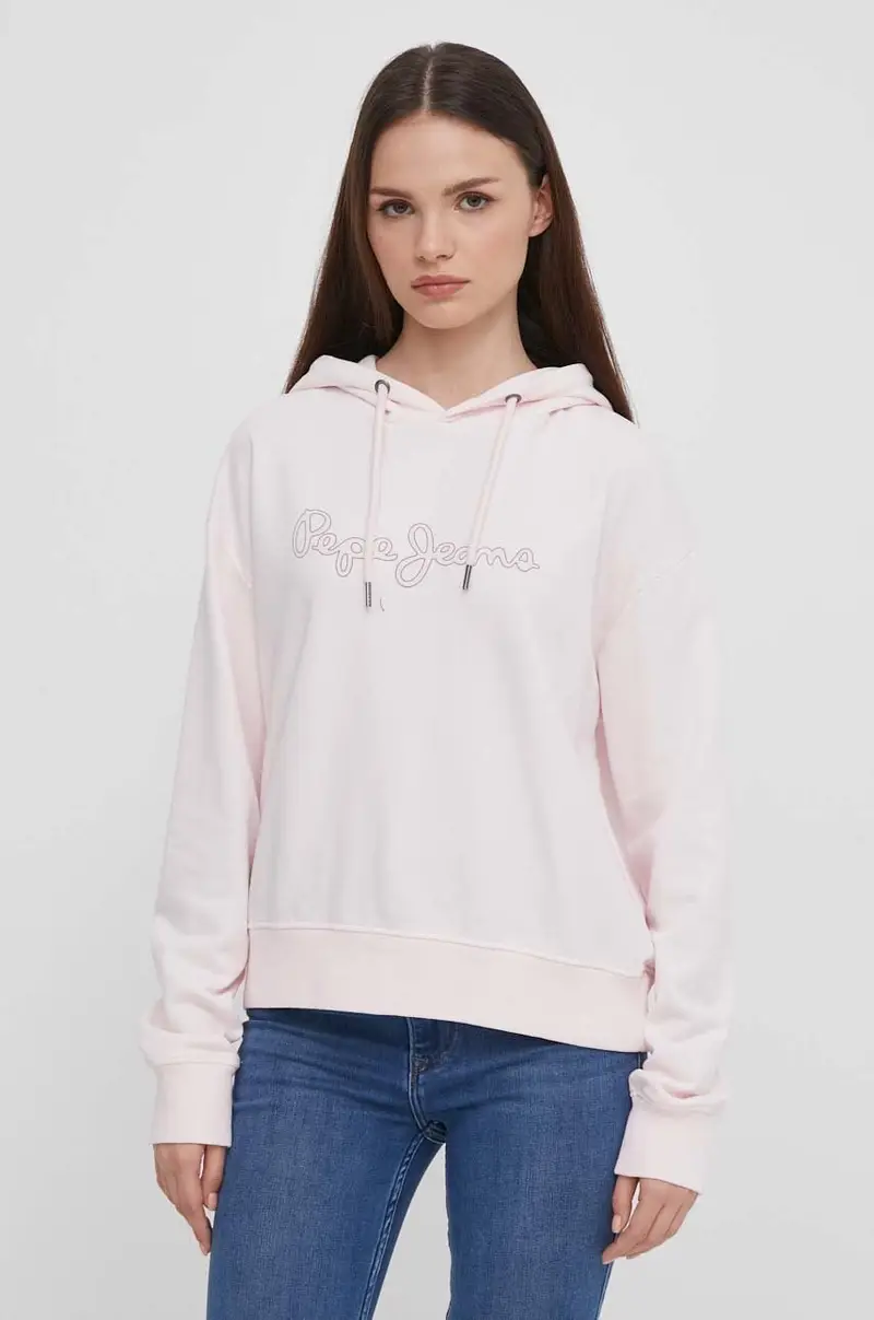 felpa Lana donna colore rosa con cappuccio