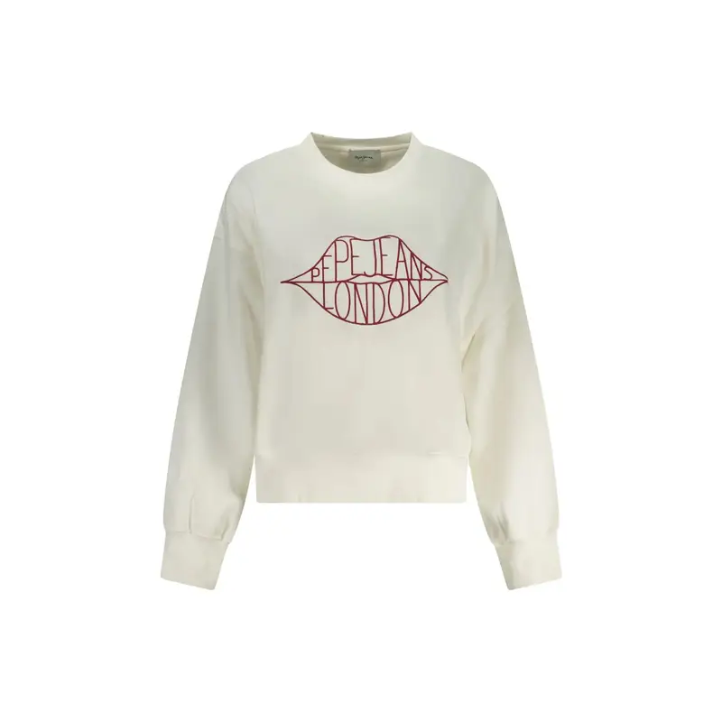 Felpa Maniche Lunghe Donna Bianca Ricamo Bianco