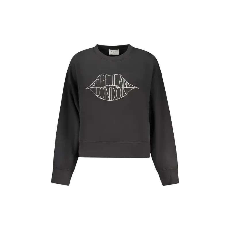 Felpa Maniche Lunghe Donna Nera Ricamo Nero