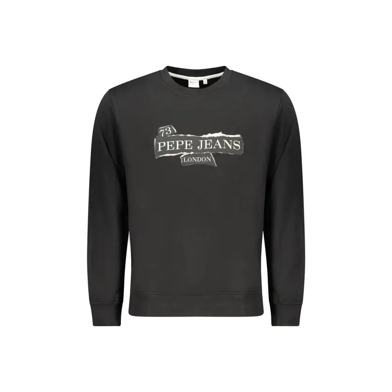 Felpa Maniche Lunghe Uomo Nera Stampa Logo Nero