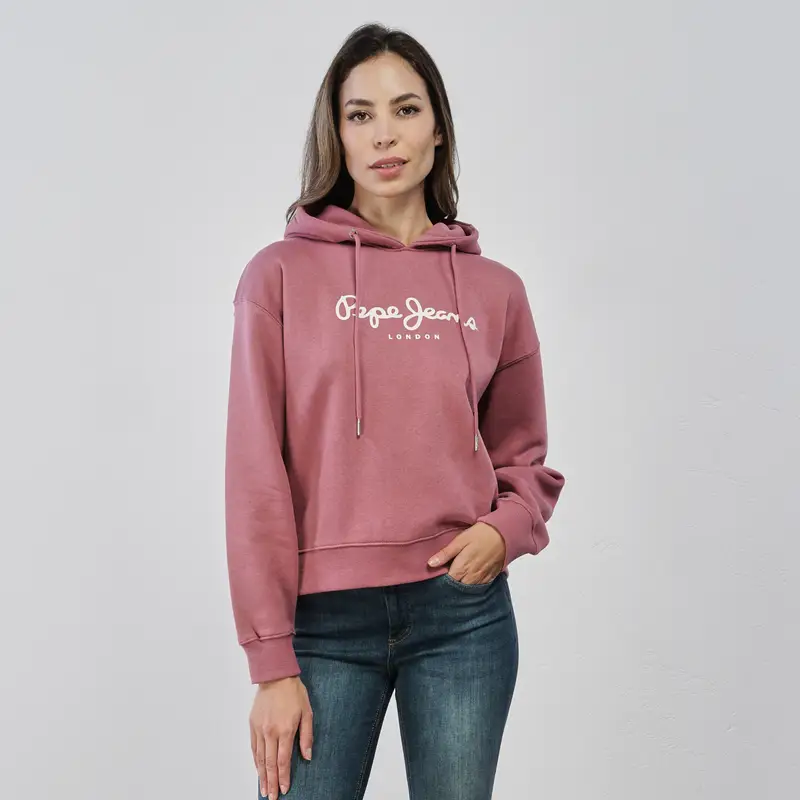 Felpa rosa da donna con maxi scritta